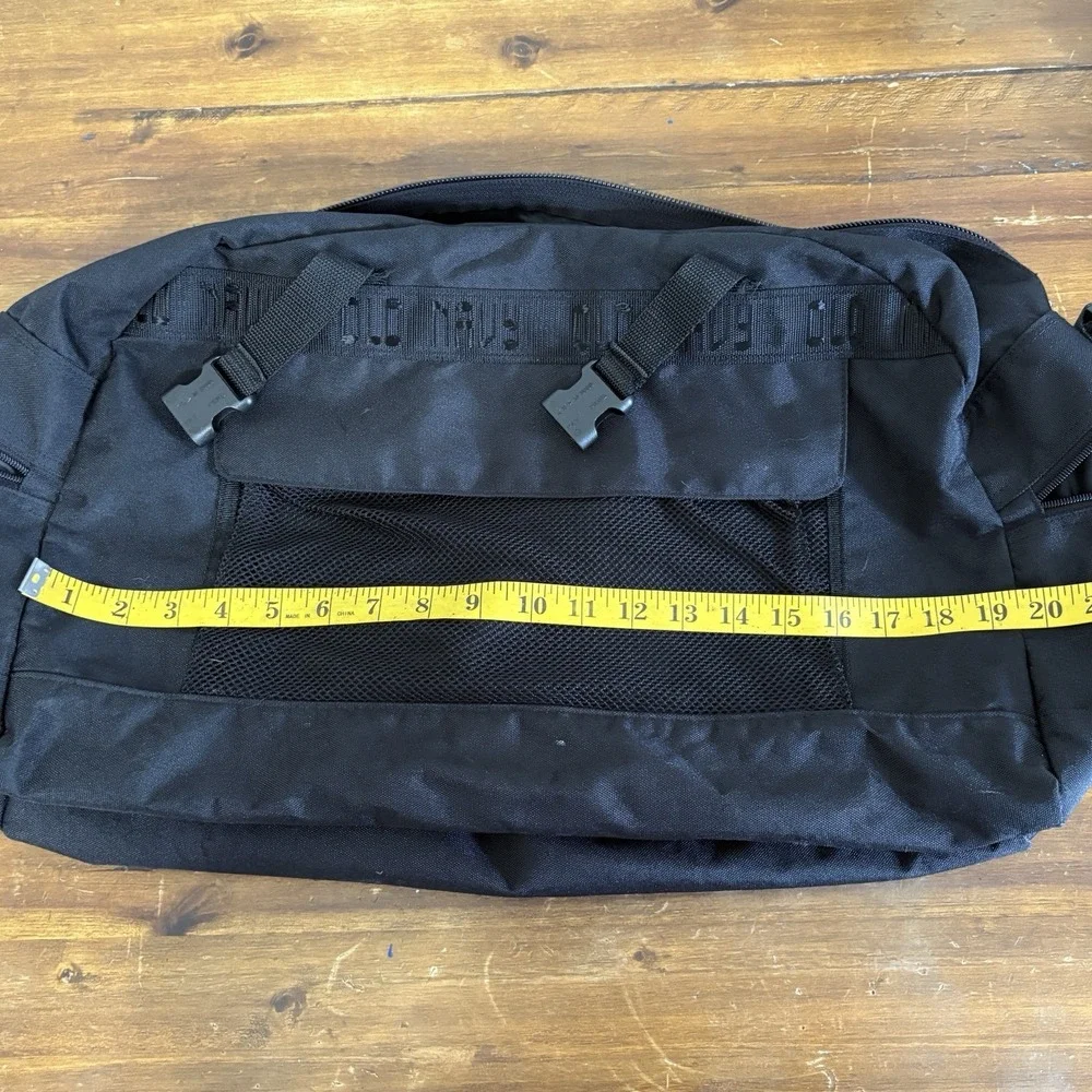 Vtg Y2K Old Navy Gym Duffle Bag Black Travel Pockets Utility 2000 - See